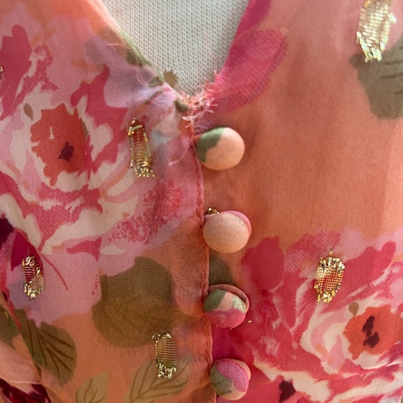 NWT Rahi Florence Print Pink/Peach Floral Cut Out Mini Dress Women's size Medium - Picture 6 of 10